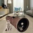 thumbnail image 5 of Funny Cat Tunnel Interactive Tube Toys Foldable Pet Dogs W/ Hanging Play Ball Tent Cave Hiding for Small Animals, Kitten, Puppy, Rabbit Supplies L 30x130cm, 5 of 9