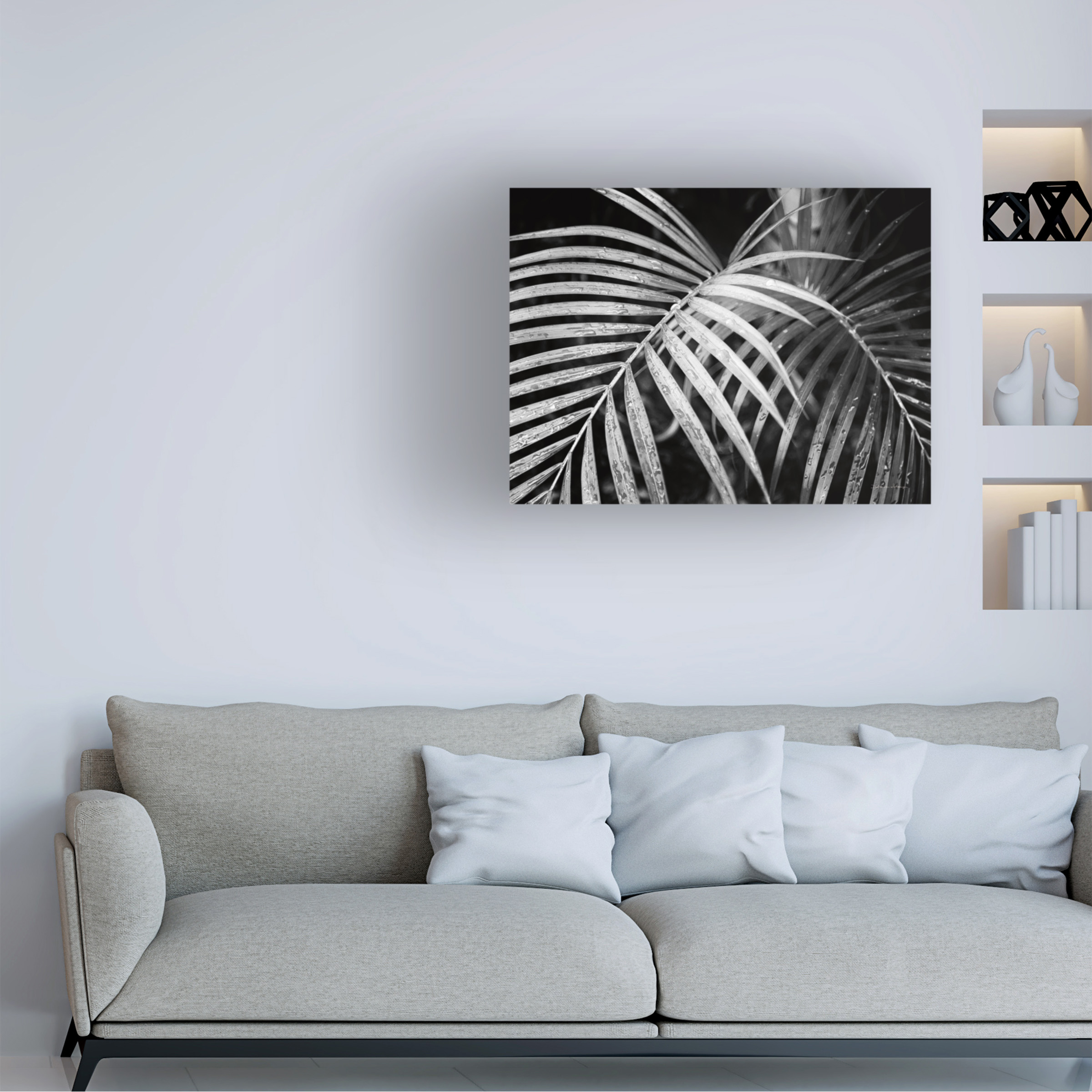 Trademark Fine Art 'Palm Fronds Black And White' Canvas Art by Debra Van Swearingen