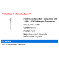 thumbnail image 2 of Front Shock Absorber - Compatible with 1955 - 1979 Volkswagen Transporter 1956 1957 1958 1959 1960 1961 1962 1963 1964 1965 1966 1967 1968 1969 1970 1971 1972 1973 1974 1975 1976 1977 1978, 2 of 2