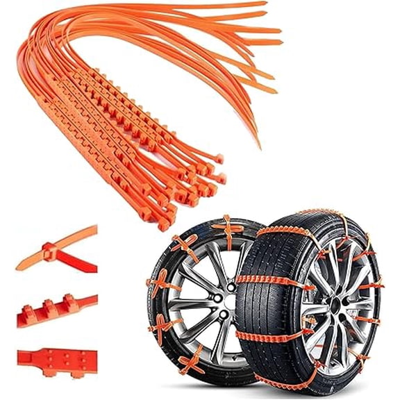 Reusable Anti Snow Chains, Snow Tire Zip Ties, Anti Skid Snow Chains Car Winter Tire Wheels Chain,Snow Chains for Car Tires (20)