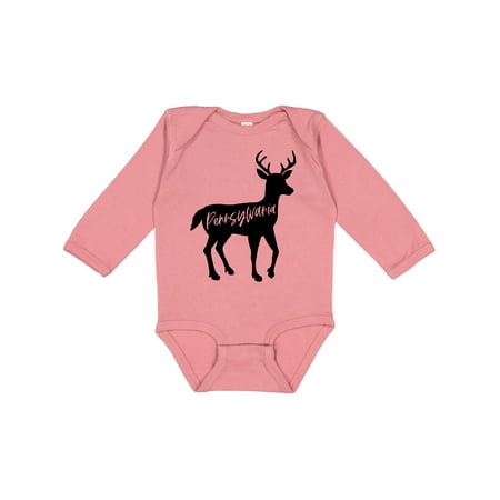 

Inktastic Pennsylvania Black Deer Silhouette Boys or Girls Long Sleeve Baby Bodysuit