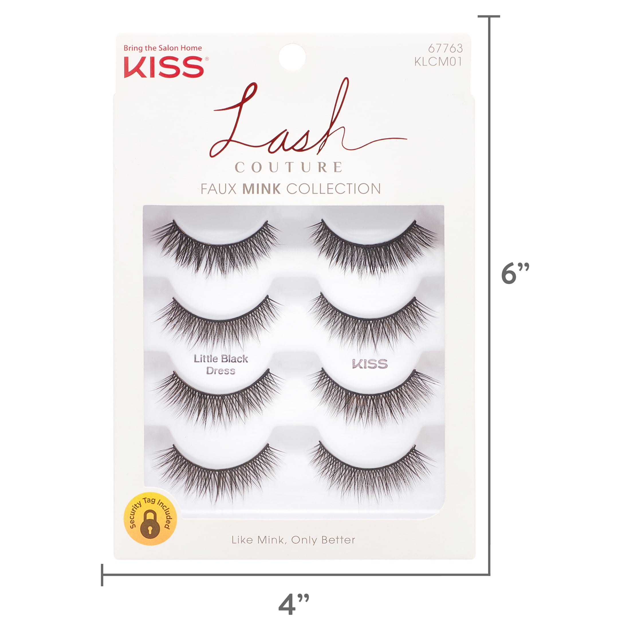 KISS Lash Couture Faux Mink False Eyelashes, Little Black Dress, 4 Pairs