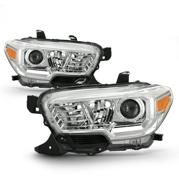 AKKON - Chrome Headlights [Halogen Models] Fits 2016-2022 Toyota Tacoma w/o LED DRL Driver Left   Passenger Right Pair