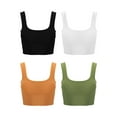 thumbnail image 2 of BadPiggies 4-Pack Women's Comfy Cami Bra Crop Top Wirefree Seamless Yoga Bralette Longline Padded Lounge Bra Pullover Sleep Bras, S/M, 2 of 10