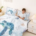 thumbnail image 3 of Erosebridal Watercolor Underwater Word Queen Sheet Sets,Ocean Marmine Sealife Turtle Bed Set For Kids 4-Piece, 3 of 6
