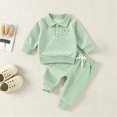 thumbnail image 2 of yboeqw Toddler Boy 2 Piece Stripe Print Clothing Long Sleeve T-Shirt and Jogger Set Crewneck Tee Elastic Waist Outfits Set Green,Size 3-4 Years, 2 of 7