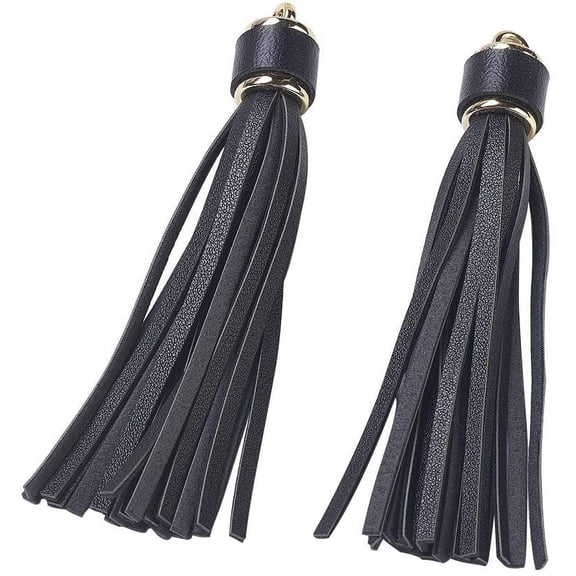 10 pcs 4.3~4.5 Inch PU Leather Cord Tassel Pendants for Key Chain Cellphone Straps DIY Jewelry Accessories Black diy