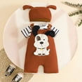 thumbnail image 4 of Xudanell First Birthday Outfit Boy Boy Cute Dog Cartoon Short Sleeve Three Piece Romper Pants and Hat Set for Kids Black 6-12 Months, 4 of 4
