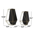 thumbnail image 4 of DecMode 11", 9"H Geometric Black Metal Vase with Gold Wire Accents, Set of 2, 4 of 12