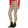 thumbnail image 3 of Sanctuary Clothing Womens Plaid Casual Leggings, Beige, X-Small, 3 of 3