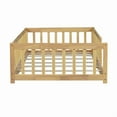 thumbnail image 3 of Duxelifin Twin Montessori Floor Bed for Toddler with Rails, Kids Floor Bed Frame, Solid Wood Low to Ground Toddler Bed for Boys and Girls, No Box Spring Needed, Natural, 3 of 12