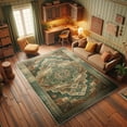 thumbnail image 3 of Ambesonne Oriental Boho Decorative Rug Carpet, Mandala Middle East, 4' X 5' 5", Hunter Green Peach, 3 of 5