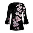 thumbnail image 5 of CYMMPU Tunic Tops 3/4 Sleeve Blouses for Women Dressy Casual Spring Tops Button V Neck Flare Sleeve Loose Fit Fall Trendy Shirts Floral Pattern Pleated Dressy T-Shirts Multicolor M, 5 of 5