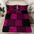 thumbnail image 2 of Castle Fairy Animal Print 4 Pieces Queen Sheet Sets for Teenagers,Black Pink Ultra Soft Flat Sheet,Abstract Patchwork Queen Fitted Sheet,Breathable Home Decor, 2 of 7