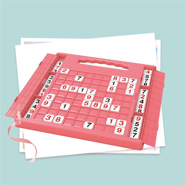 VONKY Plastic Puzzles Games Board Toys 81 Digital Blocks Kids Educational Toy Logical Development Board Games red