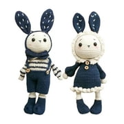 Handmade Pair of Rabbit Starter Pack Crocheting Hand Made Baby tuffed Animal Includes Yarn, Hook Make Your Own Doll Dark Blue