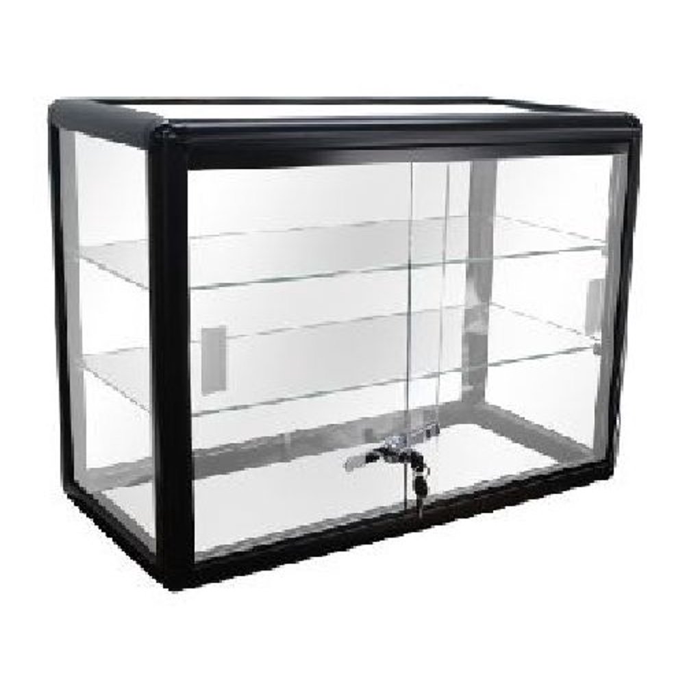 Glass Countertop Display Black Case with Front Lock