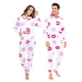 thumbnail image 4 of Notus Unisex Adult Fleece Hooded Zip Up One Piece Pajama Jumpsuit Sleepwear & Loungewear Kiss Design XXL, 4 of 6