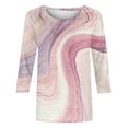 thumbnail image 3 of Blouses pour Femmes T-Shirt Imprimé Manches 3/4 Blouse Col Rond Décontracté, Blouses pour Femmes T-Shirts pour Femmes, Blouses pour Femmes Décontractées, 3 of 5