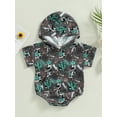thumbnail image 2 of Bagilaanoe Newborn Baby Boy Hooded Rompers Print Short Sleeve Bodysuits 3M 6M 12M 18M Infant Casual One Piece Short Jumpsuit, 2 of 7
