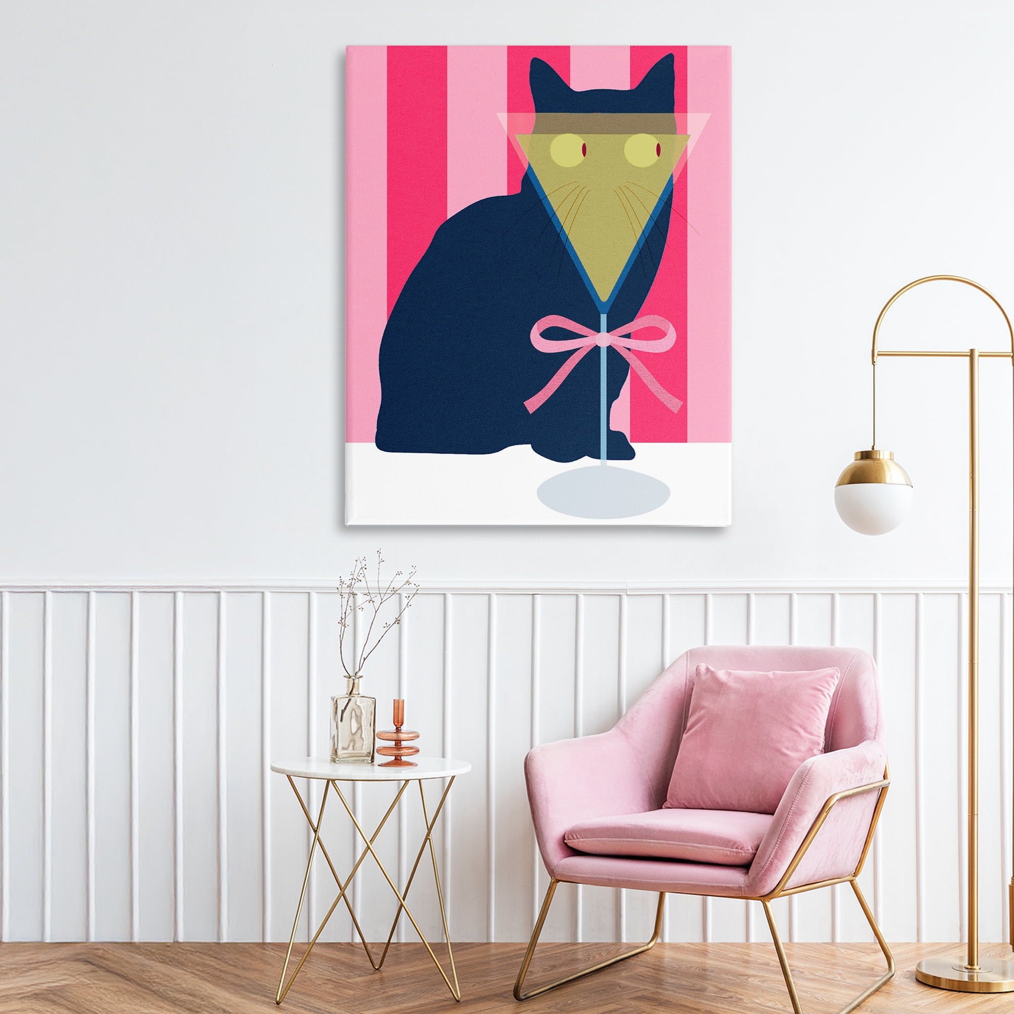 Stupell Industries Playful Striped Cat with Martini Canvas Wall Art, design by Lil' Rue