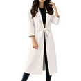 thumbnail image 3 of Women's 2025 Wool Blend Long Coat, Mid-Length Trench Style Fall Winter Overcoat with Belt, Elegant Lapel Design Warm Woolen Coat for Women, Timeless Casual Longline Belted Outerwear A L, 3 of 9