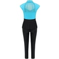 thumbnail image 4 of iiniim Kids Girls Dance Unitards Sleeveless Cutout Mock Neck Rhinestones Sequins Jumpsuit Acrobatics Costume Blue Green 6, 4 of 7