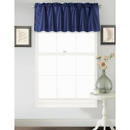 Silk Elements Inc (S18) NAVY BLUE 1PC Elegant Straight Faux Silk Rod Pocket Swag Waterfall Valance, 55