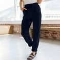 thumbnail image 4 of Trendy Women's Corduroy Casual Pants, Drawstring Elastic High-Waist Straight Leg Trousers, Loose Design, 4 of 18