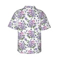 thumbnail image 3 of Daiia Violets Flowers Hawaiian Shirt for Men Gentle Cotton Regular Short Sleeve Casual-3X-Large, 3 of 9