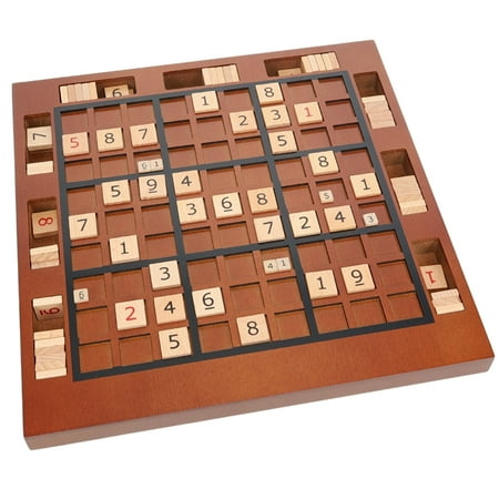 WE Games Wooden Sudoku Board with Storage Slots in Walnut Stain - 11.5 in.