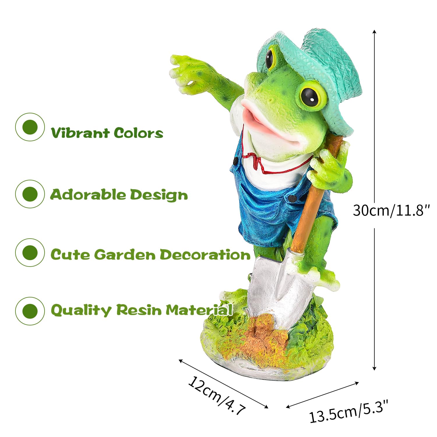 Sungmor Frog Garden Statue Outdoor Decor, Resin Hard-Working Frog Holding Shovel Figurine, Funny Frog Couple Statues for Yard Porch Lawn Decoration, Home Office Frog Ornaments