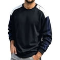thumbnail image 2 of Zylanna Mens Color Block Sweatshirt, Crewneck Long Sleeve Relaxed Fit Casual Color Block Pullover Daily Street Tops for Men Black, 2 of 5