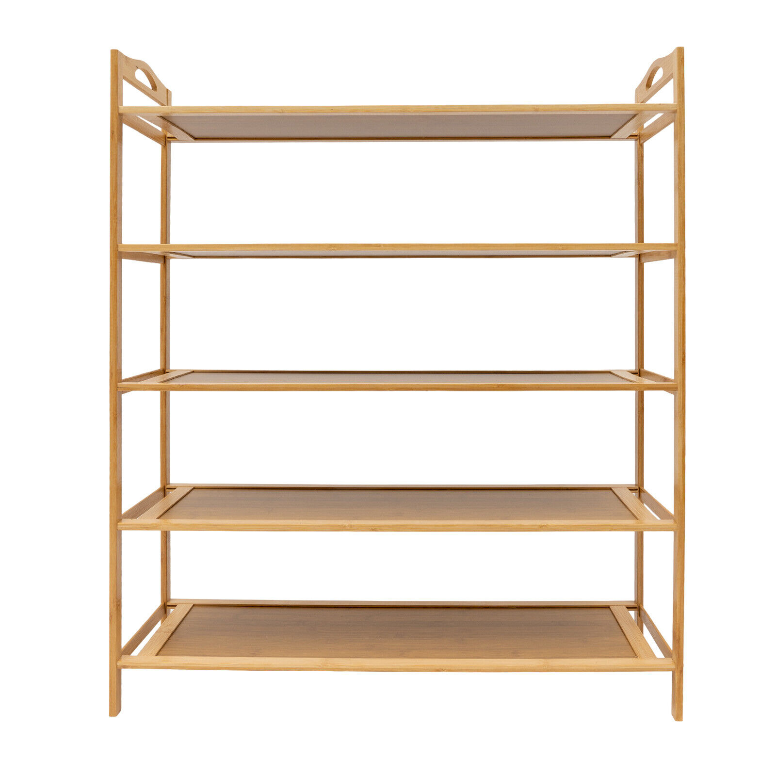 Multi-tier Shoe Storage Rack, Dark Brown Color Free Standing Shoes Shelf Organizer, 5-tier Shoe Rack Bamboo Density Board