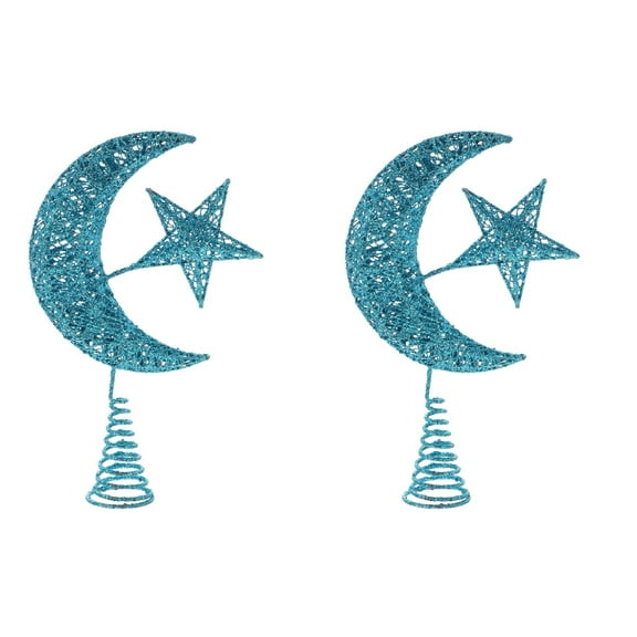 2 Pieces Moon and Star Christmas Tree Topper Beautiful Ornament