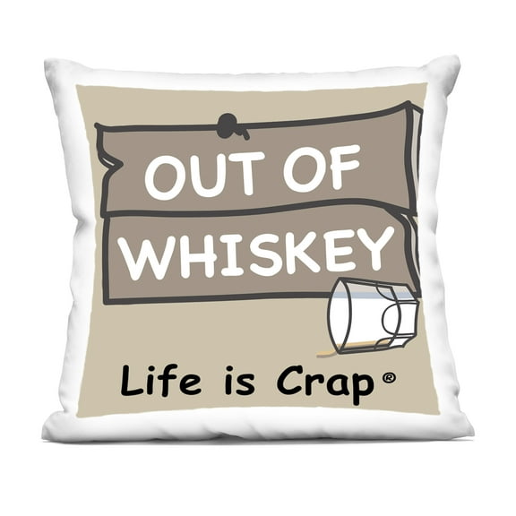 Stupell Industries Out Of Whiskey 18" x 18" Novelty & Humor Print Polyester Throw Pillow, Zip Closure 1 Count
