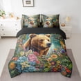 thumbnail image 2 of Feelyou Rustic Bear Animal Twin Bedding Sets 7-Piece, Spring Flower Floral Bedding Comforter Set, Jungle Wildlife Print Reversible Sheet Sets, Lightweight Room Decor, 2 of 8