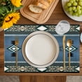 thumbnail image 4 of Blue Southwest Placemats Set of 6, Farmhouse Boho Aztec Abstract Geometric Placemats for Dining Table, Place Mats for Kitchen Tabletop, Waterproof Wipeable Dining Table Mats Set, 4 of 9