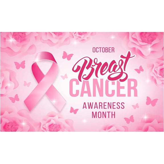 7x5FT Breast Cancer Awareness Beautiful Backdrop Pink Ribbon Banner Party Decorations Shapes Background Breast Cancer Charity Activities Fundraiser