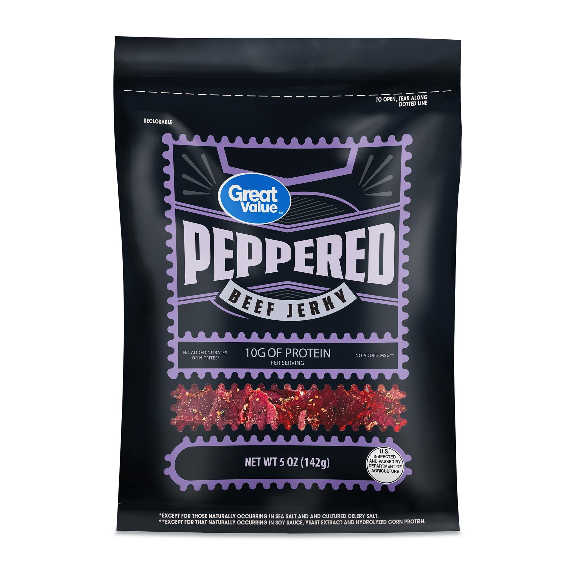(8 pack) Great Value Peppered Beef Jerky, 5 oz
