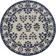 thumbnail image 3 of 3'x5' Sand Blue Hand Hooked UV Treated Traditional Floral Design Indoor Outdoor Rug, 3 of 3