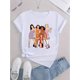 thumbnail image 2 of Camiseta De Mujer Camiseta De Verano Para Mujer Para Viajes En La Calle Trabajo1pc Women'S Fashion Crew Neck T-Shirt with Trendy Girl Group Portrait Print, Casual Knit Polyester Blend Top with Mediu, 2 of 7