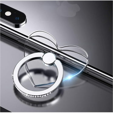 2 Pcs Transparent Phone Ring Stand Holder Cell Phone Ring Holder Finger Grip 360 Degree Rotation (Silver & Diamond-8)