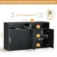 thumbnail image 2 of Fluted Sideboard, Storage Buffet Cabinet with Doors, 55" TV Cabinet for Living Room with Adjustable Shelves, Wooden Accent Cabinet, Black, 2 of 8