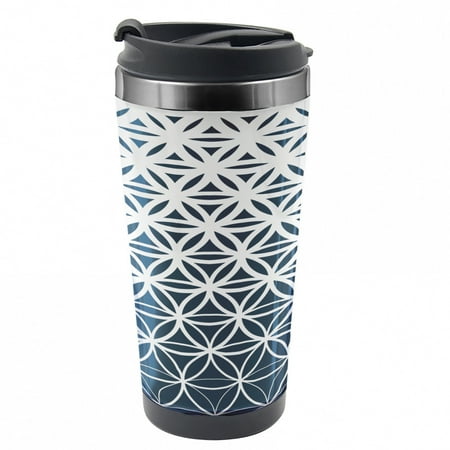 

Abstract Travel Mug Retro Ombre Curves Steel Thermal Cup 16 oz by Ambesonne