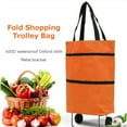 thumbnail image 5 of DISEN Folding Shopping Cart,Trolley Bag with Wheels,Folding Shopping Zipper Oxford Cloth Bag for Groceries with Wheels Bracket and Removable Bag Orange, 5 of 7