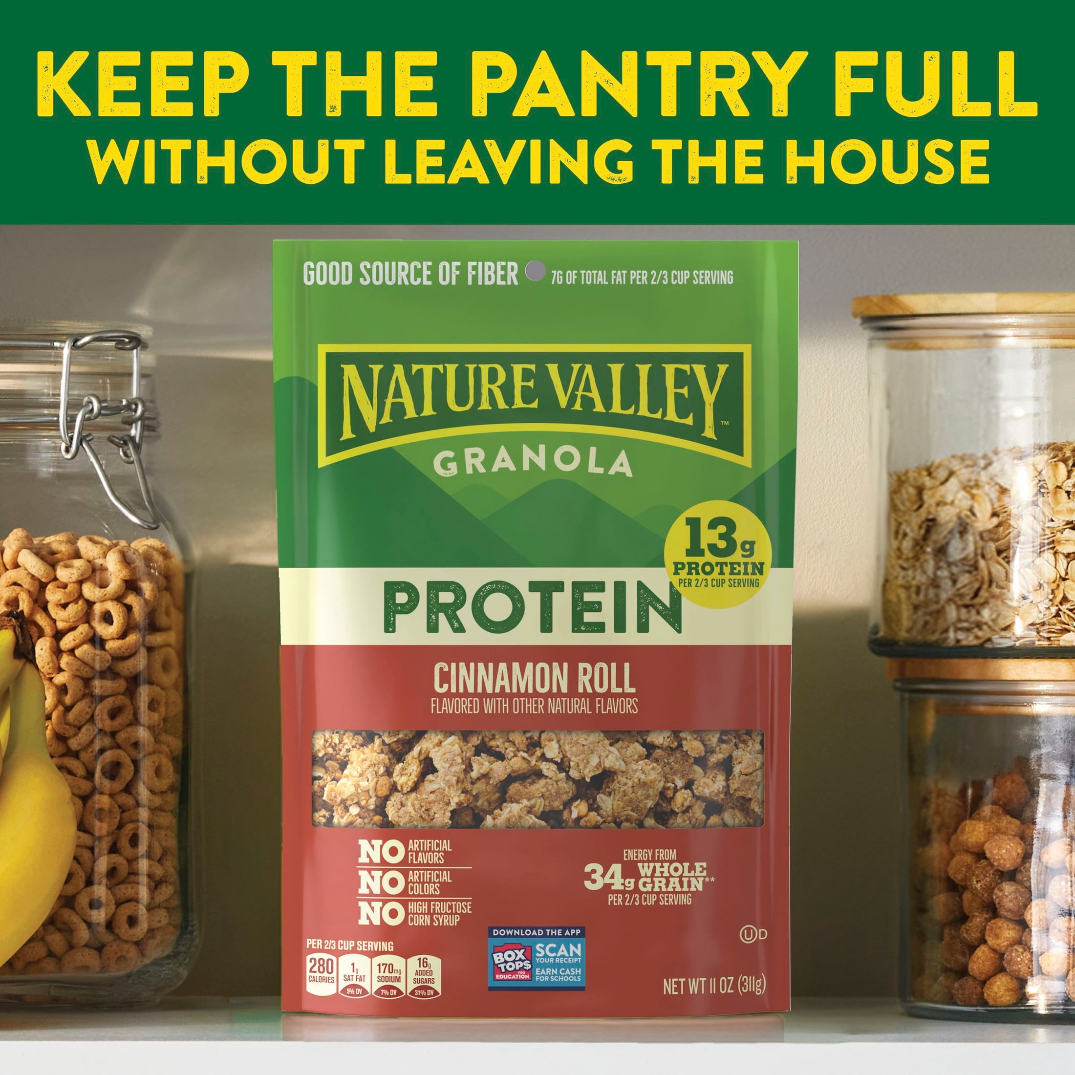 (4 pack) Nature Valley Protein Granola, Cinnamon Roll Flavor, Resealable Snack Pouch, 11 oz