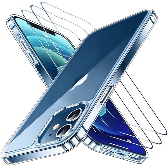 LotFancy Clear Case for iPhone 12 Pro Case with 3 Pcs Glass Screen Protector