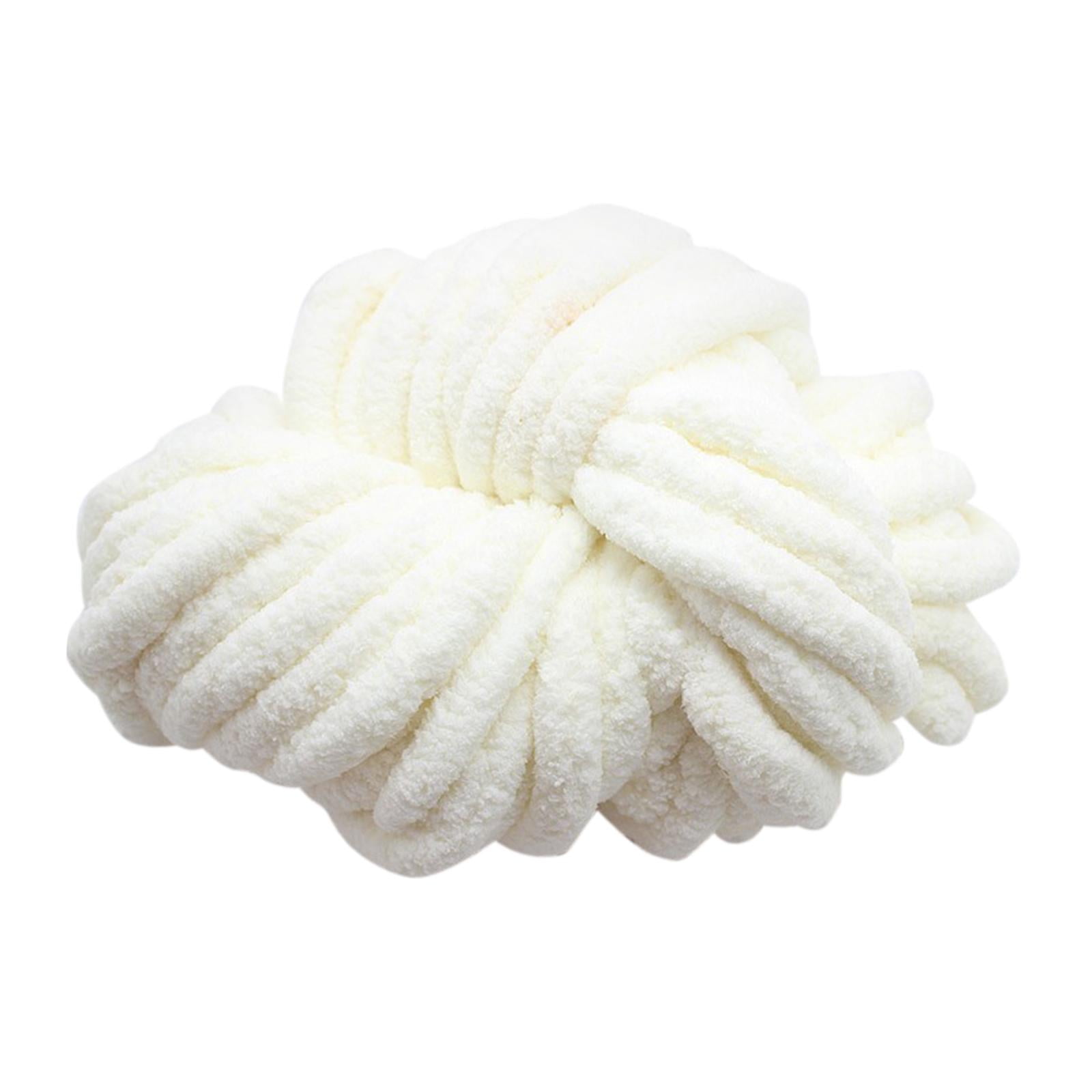 Abbraccia Chunky Chenille Yarn for Crocheting, Bulky Thick Yarn for Knitting,Super Bulky Chunky Yarn for Hand Knitting Blanket Milky White