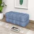 thumbnail image 2 of Luxerna Blue 36-inch Padded Natural Linen Box Weave Comfort Bench, 2 of 6
